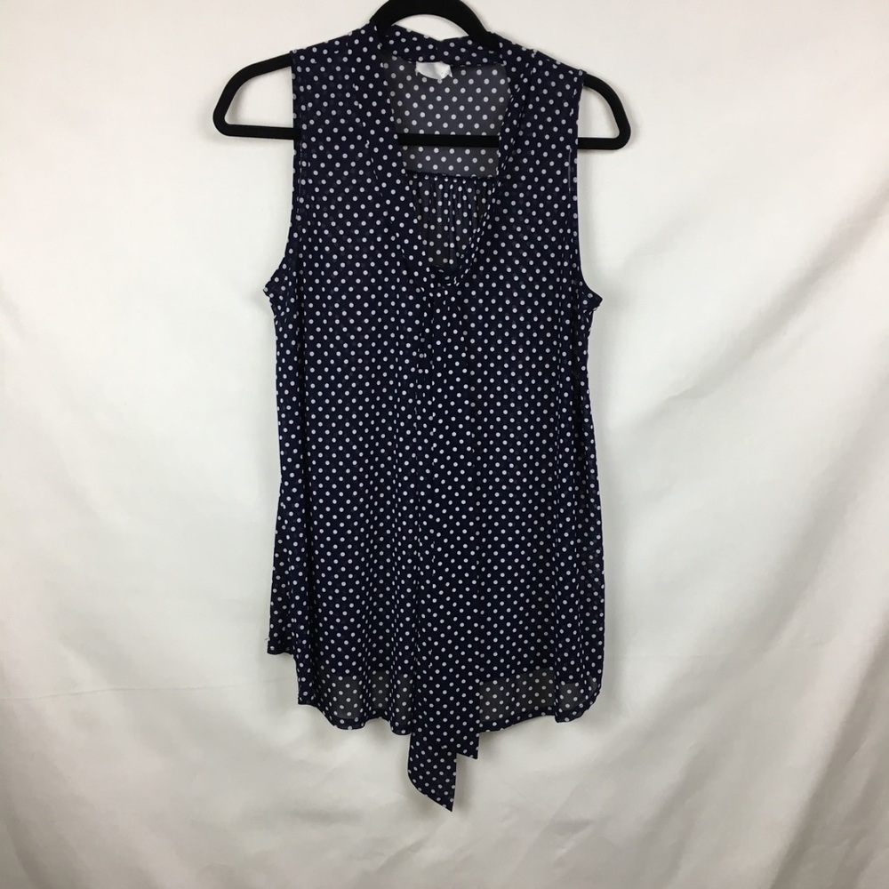 Navy Blue/ White Polka Dot Top Size L